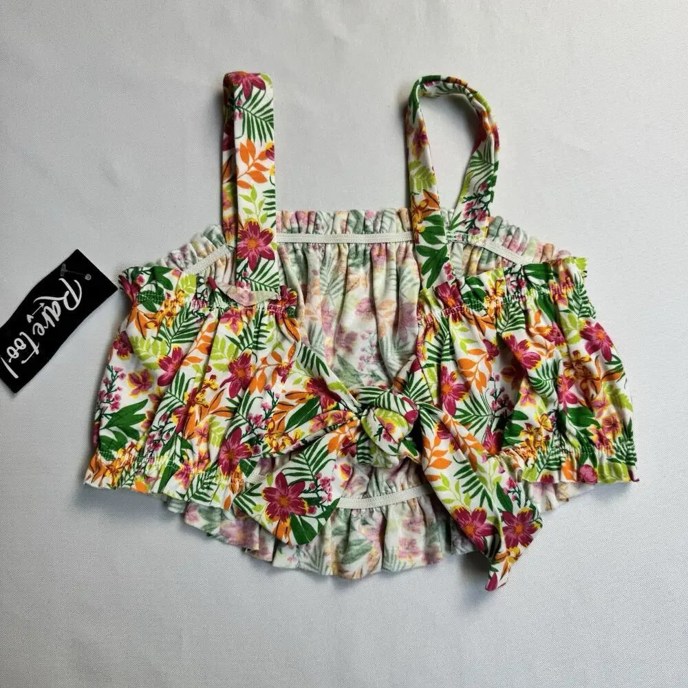 Rare Editions Floral Printed Knit Top and Solid Shorts Set Girls Size 6X